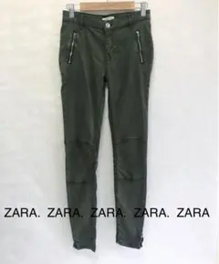ZARA★スキニーデニム スキニーパンツ34/ダークグリーン/バイカーパンツ