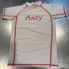 rusty ラッシュガード Mサイズ 白赤　子供用　120〜140
