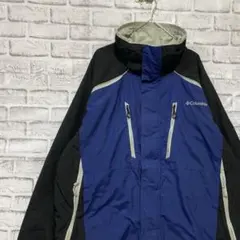 コロンビア　マウンテンパーカー中綿　ブルーXL ロゴ刺繍アウトドア1114