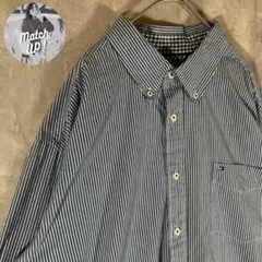 トミーヒルフィガー ストライプ オーバーサイズ ワンポイント BD シャツ 古着