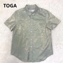 TOGA トーガ シャツ ブラウス 半袖 チェック M 緑 コットンのサムネイル
