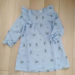 女の子　ワンピース　長袖　水色　花柄　SHEIN　120