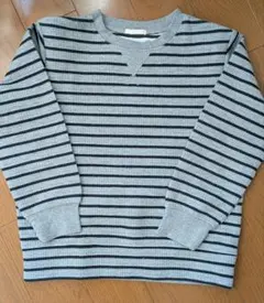 gu ワッフル　グレー　ブラック　ボーダー　ロンT　長袖　140サイズ