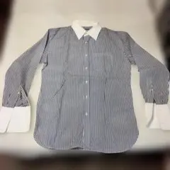 ヴィンテージtete homme ストライプ クレリックシャツ 長袖 Lのサムネイル