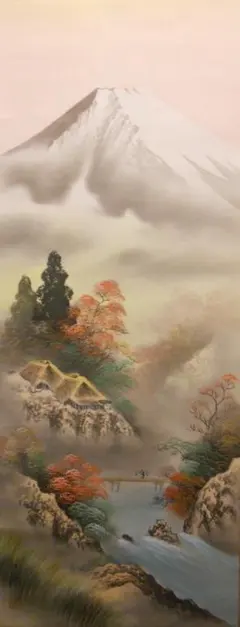 掛け軸 日比清鵞 作『 京洛静韻 』絹本 希少 軸装 茶道具 掛軸 美品