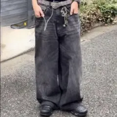 H&M スーパーバギーデニム　ブラック　30/30