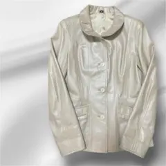 ライトベージュ レザージャケット Mサイズ