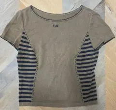 CK ブラウンストライプ 半袖Tシャツ 伊太利屋 y83のサムネイル