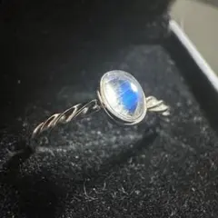 【1点在庫ご縁結び】天然マダガスカルムーンストーンSV925ロジウム仕上げリング