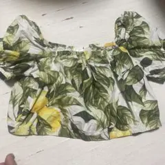 リーフ柄オフショルダーシャツ Lサイズ