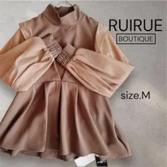 ✤ RUIRUE BOUTIQUE✤ 袖シアー ペプラムブラウス M 新品タグ付