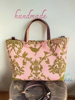 希少！クラシック　アニマル柄　ピンク　2way ショルダートート　エチノ　本革