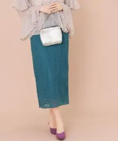 KBF+ 総レース　タイトロングスカート　ブルー　アーバンリサーチ