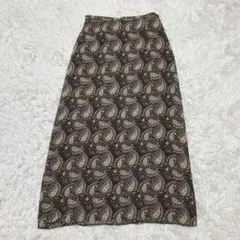 SCAPA ロングスカート L シルク 絹 幾何学模様 ビンテージ レトロのサムネイル