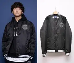 【XL】PSG パリサンジェルマン サテンジャケット スタジャン ブルゾン 黒