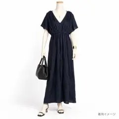 ZARA ザラ ワンピース ロング ネイビー 紺 リボン リゾート 綺麗め M
