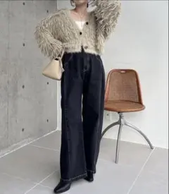 サイドタックデニム　カプリシュレマージュ　 ワイドパンツ