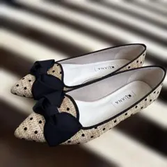 DIANA ドット柄リボンパンプス