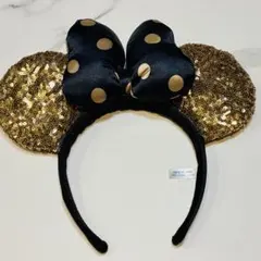 ディズニーカチューシャ　ミニー　ゴールドスパンコール