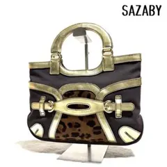 【激レア良品】SAZABY ハンドバッグ レオパード レザー×ハラコ×キャンバスのサムネイル