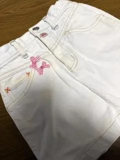 水色デニムスカート 100〜110cm リボン装飾