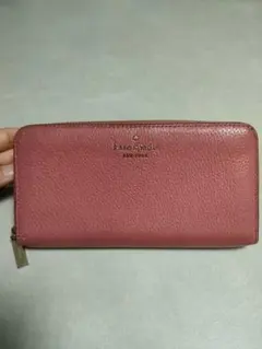 ケイトスペード 長財布 ピンク レザー ラウンドファスナー 美品 ロゴ 本革