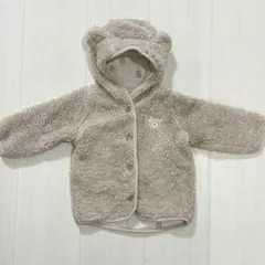 ベージュ くま耳フード アウター 70～80cm