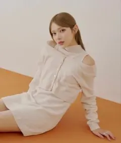 CHICO ベロアモールノースリワンピース+カーディガンセット