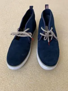 美品 ネイビー コーデュロイ ハイカットシューズ