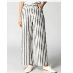 美品　ジーナシス　ストライプワイドパンツ/F