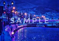 インテリア フォトポスター 自然風景 北海道小樽運河 A4 写真のみ