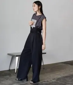 ダークグレー ブラック サロペット セット　selectMOCA