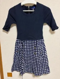 バーバリーブルーレーベルドッキング ワンピース ネイビー チェック柄 36
