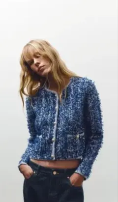 ZARA ザラ　インターシャニットジャケット　L