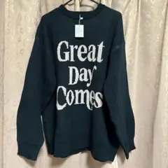 スウェット感覚で着れるニット♪ ジャガードビッグニット(ネイビー)