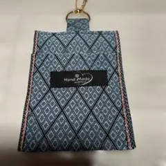 ハンドメイド 青黒ダイヤモンドパスケース