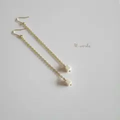 No.495　天然石リバーストーン*ロングチェーン∴ピアス／イヤリング