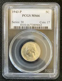 アメリカ1943D ジェファーソン 5 セント ニッケル貨 NGC - メルカリ