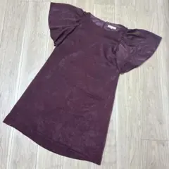 クミキョク　ワンピース　紫　フレア　Aライン　無地　きれいめ　上品　２　ドレス