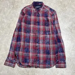 Gap チェックカジュアルシャツ S レッド×ブルー 綿100% メンズ古着