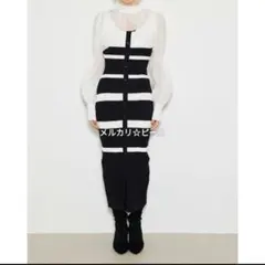 新品タグ付き リエンダ ボレロセットレイヤードニットワンピース ボーダー M 春