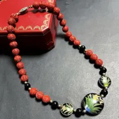 ヴィンテージ　中国　堆朱と七宝焼のネックレス