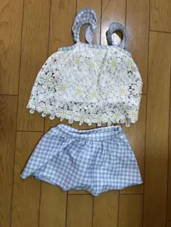 ベビー水着セット 女の子　ビキニ　90cm 花柄レース