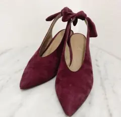 ⭐️美品⭐️バックストラップパンプス　スエードパンプス　チャンキーヒール
