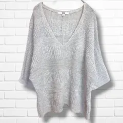 UNIQLO ユニクロ 3Dニット Vネック セーター ゆったり 【L】グレー系