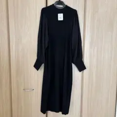 【MEDOC】新品未使用ブラック ニットワンピース バルーンスリーブ