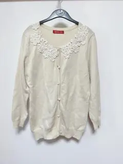 アプワイザーリッシェ アイボリー カーディガン 花柄レース エンブロイダリー