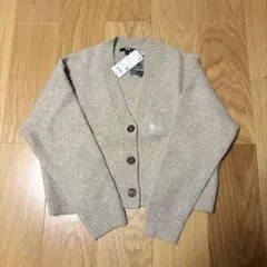 新品　ユニクロ　スフレヤーンショートカーディガン　ベージュ　S