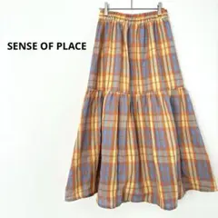 SENSE OF PLACE チェック柄 ティアードロングスカートのサムネイル