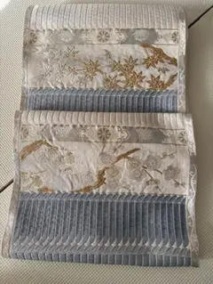 83 青と金の刺繍 袋帯